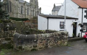 Looking towards the church and Stag Inn